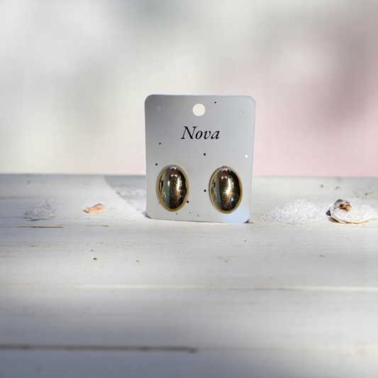 Aretes Óvalo Dorado en Acero Inoxidable