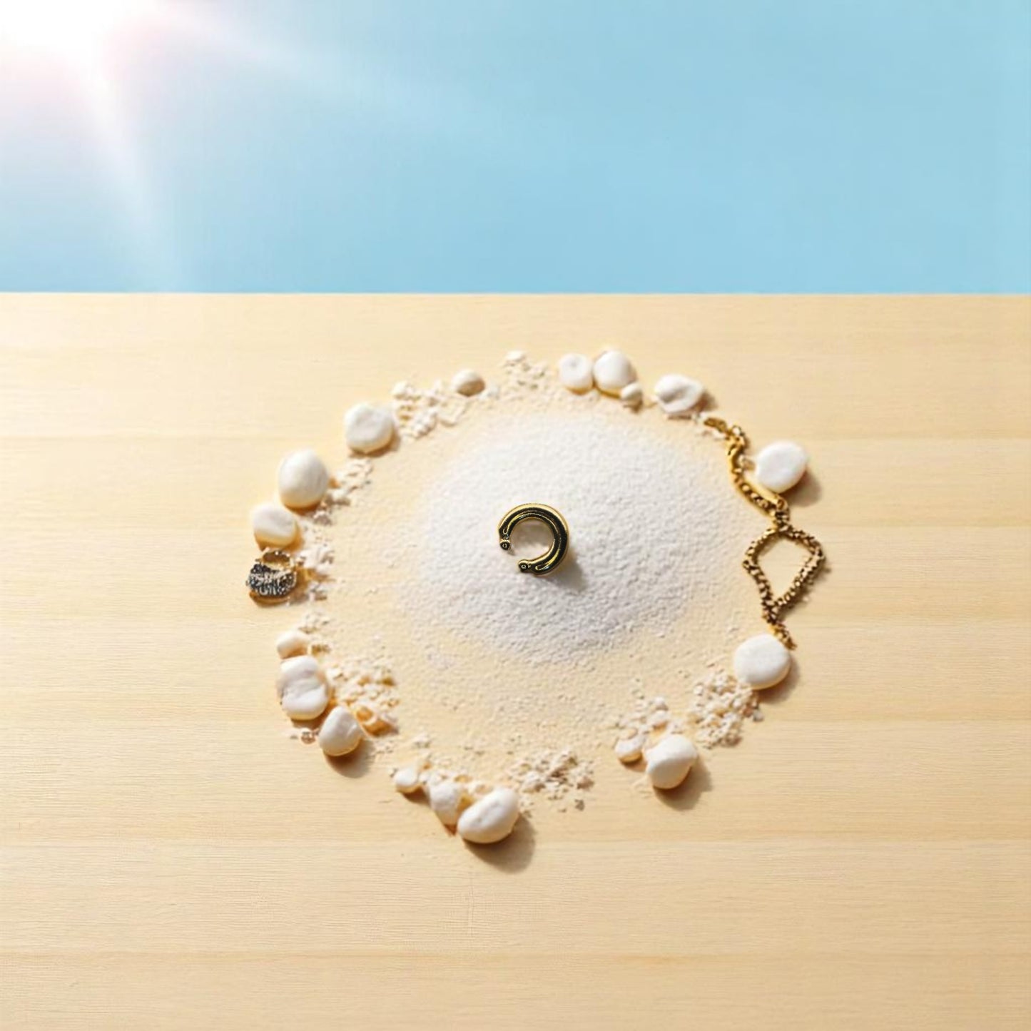 Vista superior de earcuff bañado en oro de 18 quilates