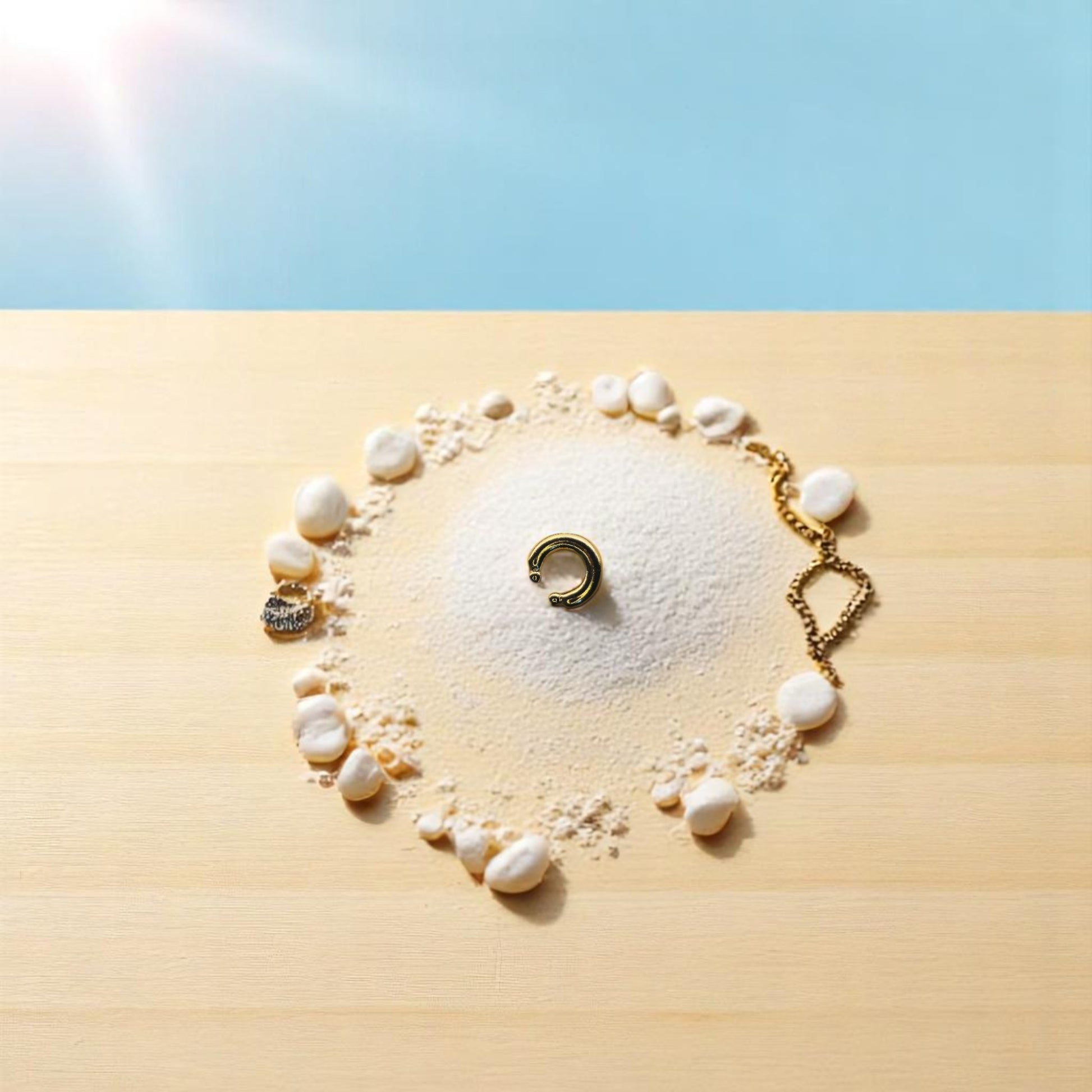 Vista superior de earcuff bañado en oro de 18 quilates